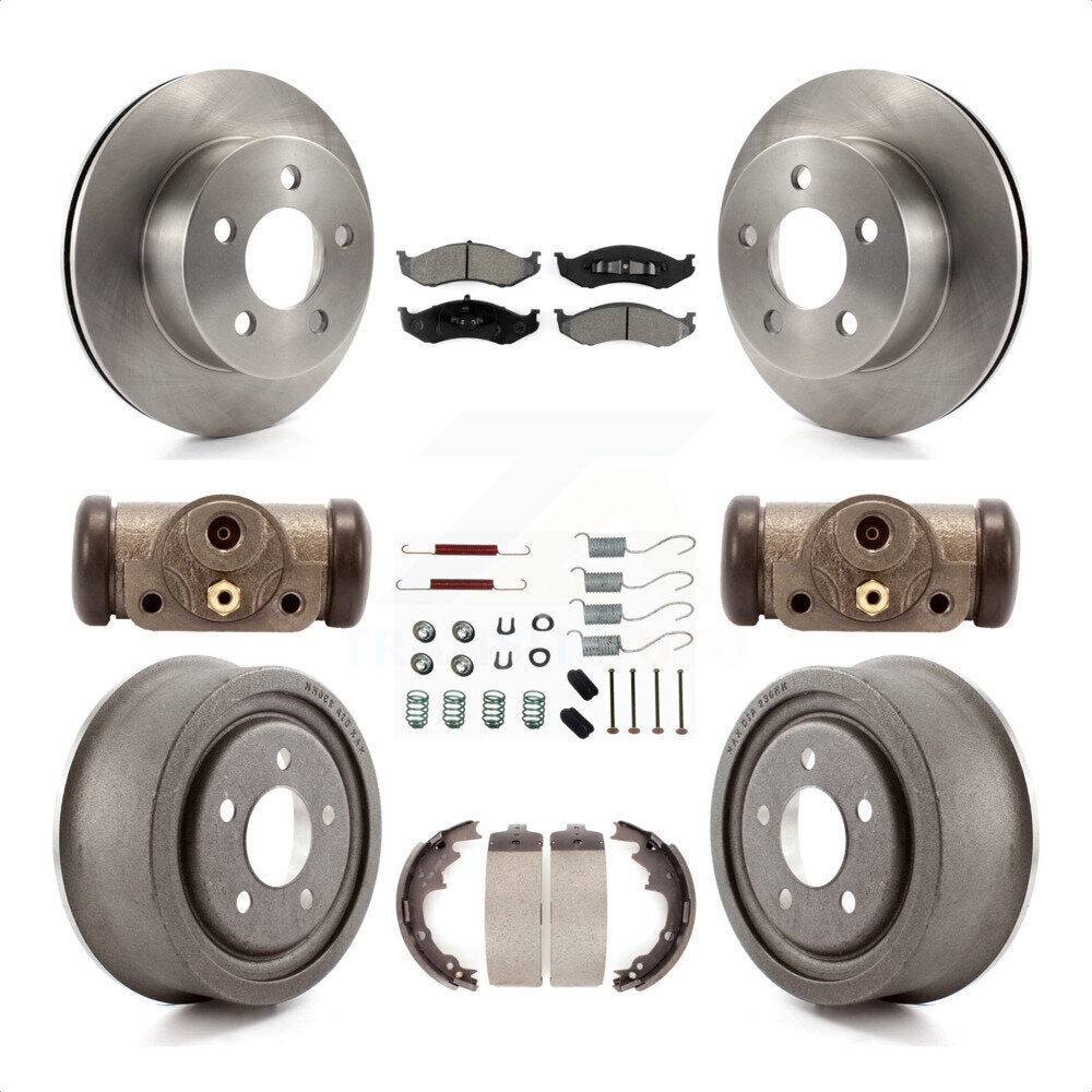 Front Rear Disc Brake Rotors Semi-Metallic Pads And Drum Kit (9Pc) For Jeep Wrangler TJ K8S-102520 by Transit Auto