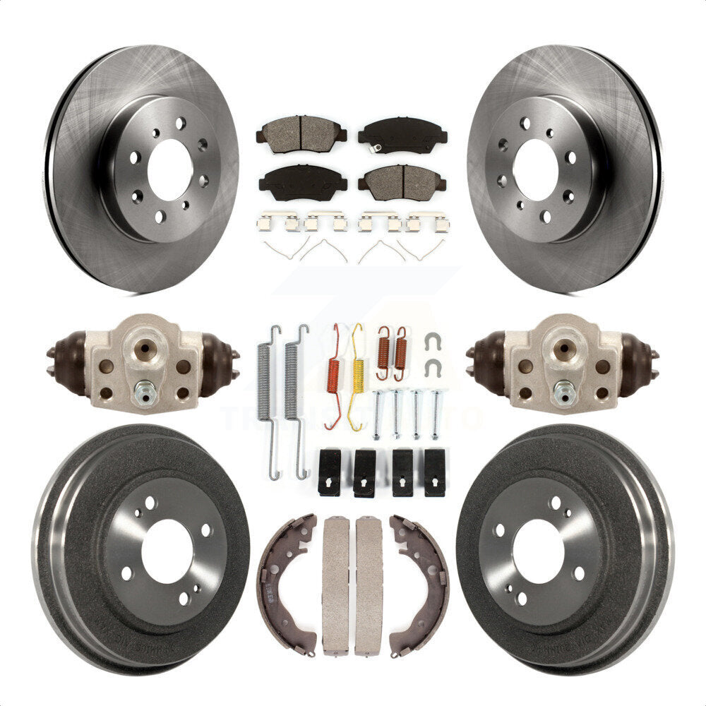 Front Rear Disc Brake Rotors Semi-Metallic Pads And Drum Kit (9Pc) For Honda Fit K8S-102539 by Transit Auto