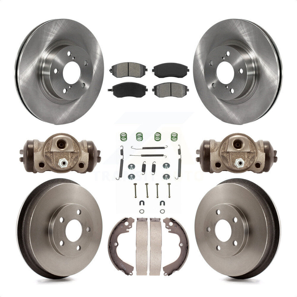 Front Rear Disc Brake Rotors Semi-Metallic Pads And Drum Kit (9Pc) For 2002-2003 Subaru Impreza Outback RS TS K8S-102549 by Transit Auto