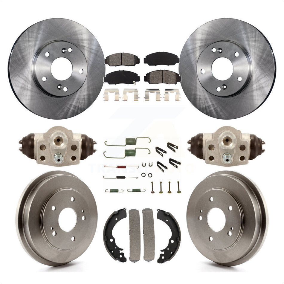 Front Rear Disc Brake Rotors Semi-Metallic Pads And Drum Kit (9Pc) For Honda Civic GX K8S-102551 by Transit Auto