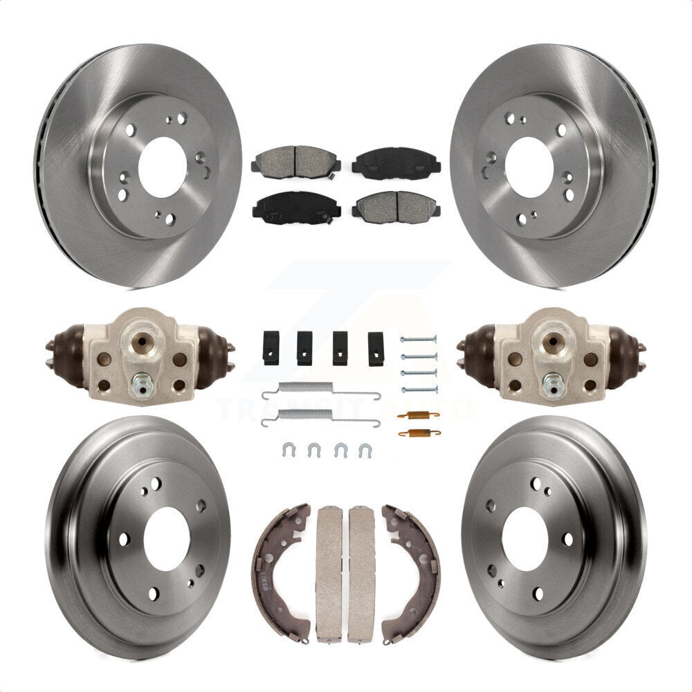 Front Rear Disc Brake Rotors Semi-Metallic Pads And Drum Kit (9Pc) For Honda Civic K8S-102560 by Transit Auto