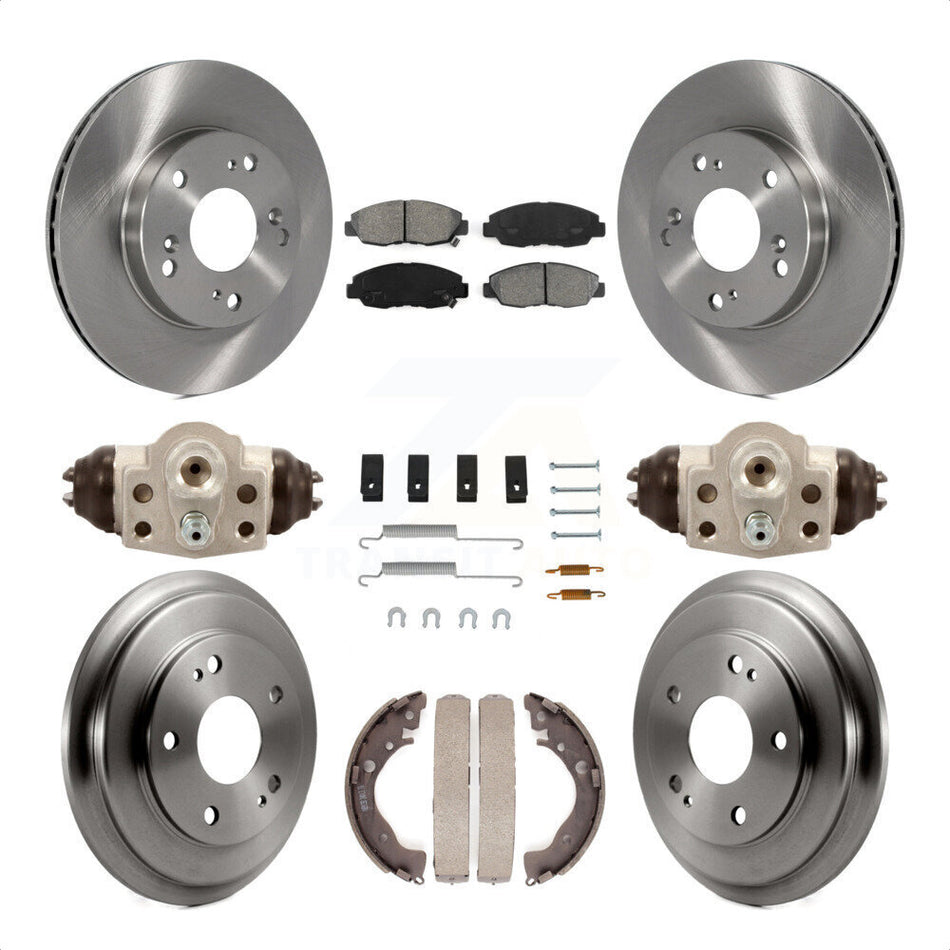 Front Rear Disc Brake Rotors Semi-Metallic Pads And Drum Kit (9Pc) For Honda Civic K8S-102560 by Transit Auto