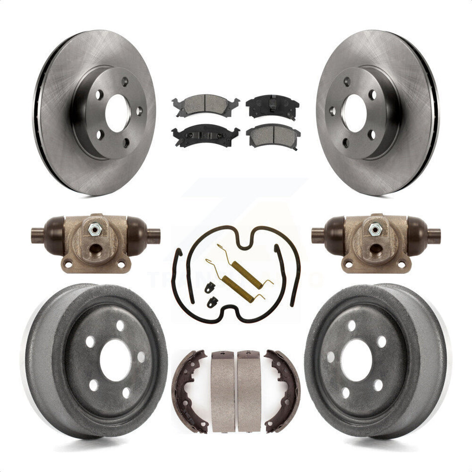 Front Rear Disc Brake Rotors Semi-Metallic Pads And Drum Kit (9Pc) For 1996-1998 Pontiac Sunfire Except Vehicles Built USA Market K8S-102585 by Transit Auto