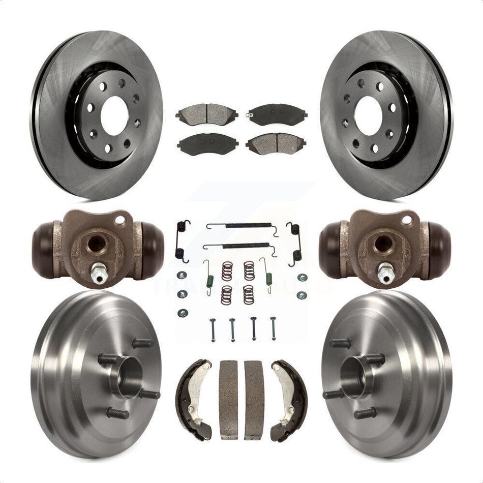 Front Rear Disc Brake Rotors Semi-Metallic Pads And Drum Kit (9Pc) For Chevrolet Aveo Aveo5 Pontiac G3 Wave Wave5 With Hub Assembly K8S-102590 by Transit Auto