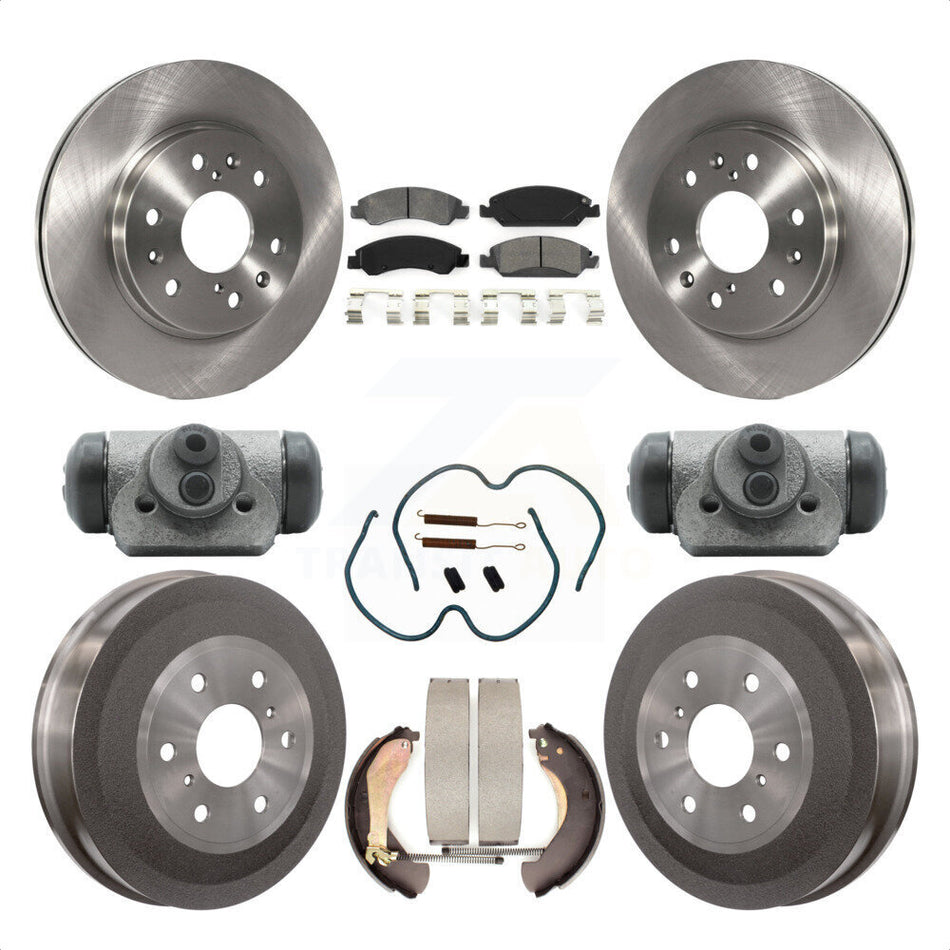 Front Rear Disc Brake Rotors Semi-Metallic Pads And Drum Kit (9Pc) For 2009-2009 Chevrolet Silverado 1500 GMC Sierra Except Vehicles Using Hold Down Pins With 6400 Lb GVW K8S-102591 by Transit Auto