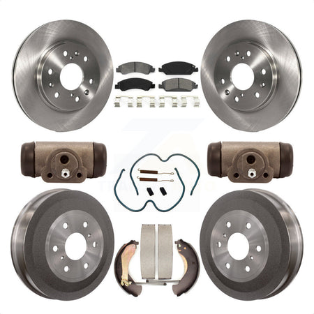 Front Rear Disc Brake Rotors Semi-Metallic Pads And Drum Kit (9Pc) For 2009-2009 Chevrolet Silverado 1500 GMC Sierra Except Vehicles Using Hold Down Pins With 7000 Lb GVW K8S-102592 by Transit Auto