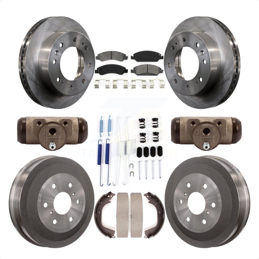 Front Rear Disc Brake Rotors Semi-Metallic Pads And Drum Kit (9Pc) For 2011 Chevrolet Silverado 1500 Hybrid With 7000 Lb GVW K8S-102597 by Transit Auto