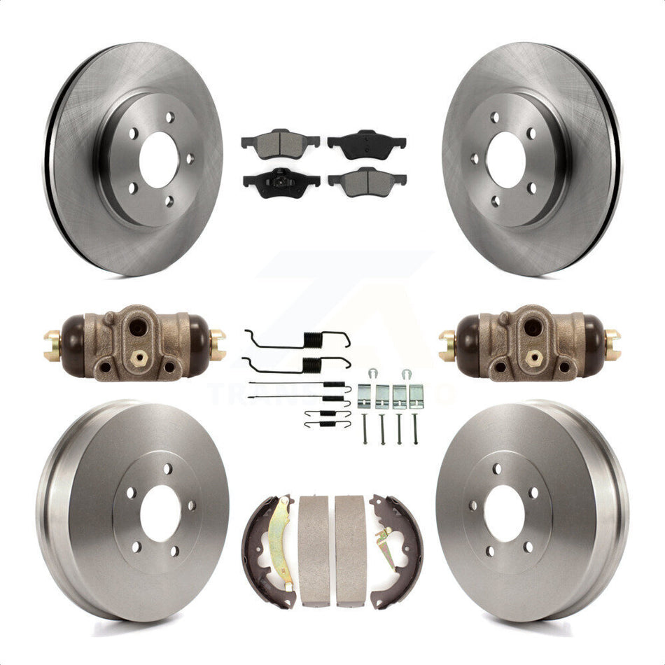 Front Rear Disc Brake Rotors Semi-Metallic Pads And Drum Kit (9Pc) For 2007-2007 Ford Escape Mercury Mariner From 01/08/07 rear brakes K8S-102607 by Transit Auto