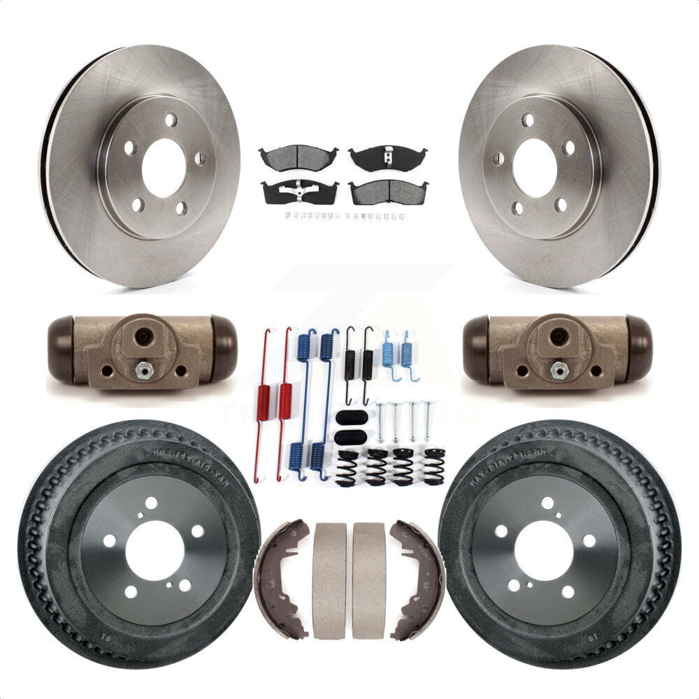 Front Rear Disc Brake Rotors Semi-Metallic Pads And Drum Kit (9Pc) For 2000 Chrysler Grand Voyager With 5 Lug Wheels 256mm Diameter Rotor K8S-102614 by Transit Auto