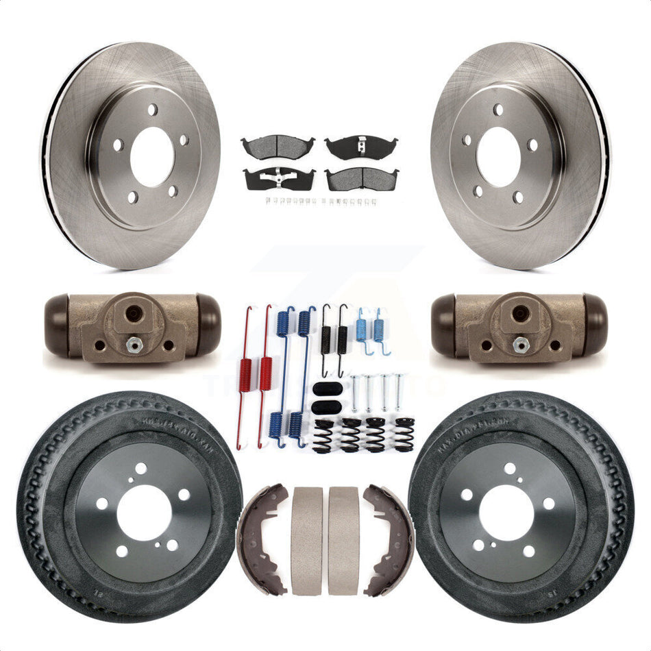 Front Rear Disc Brake Rotors Semi-Metallic Pads And Drum Kit (9Pc) For 2000-2000 Dodge Grand Caravan Chrysler Town & Country Voyager Plymouth K8S-102616 by Transit Auto