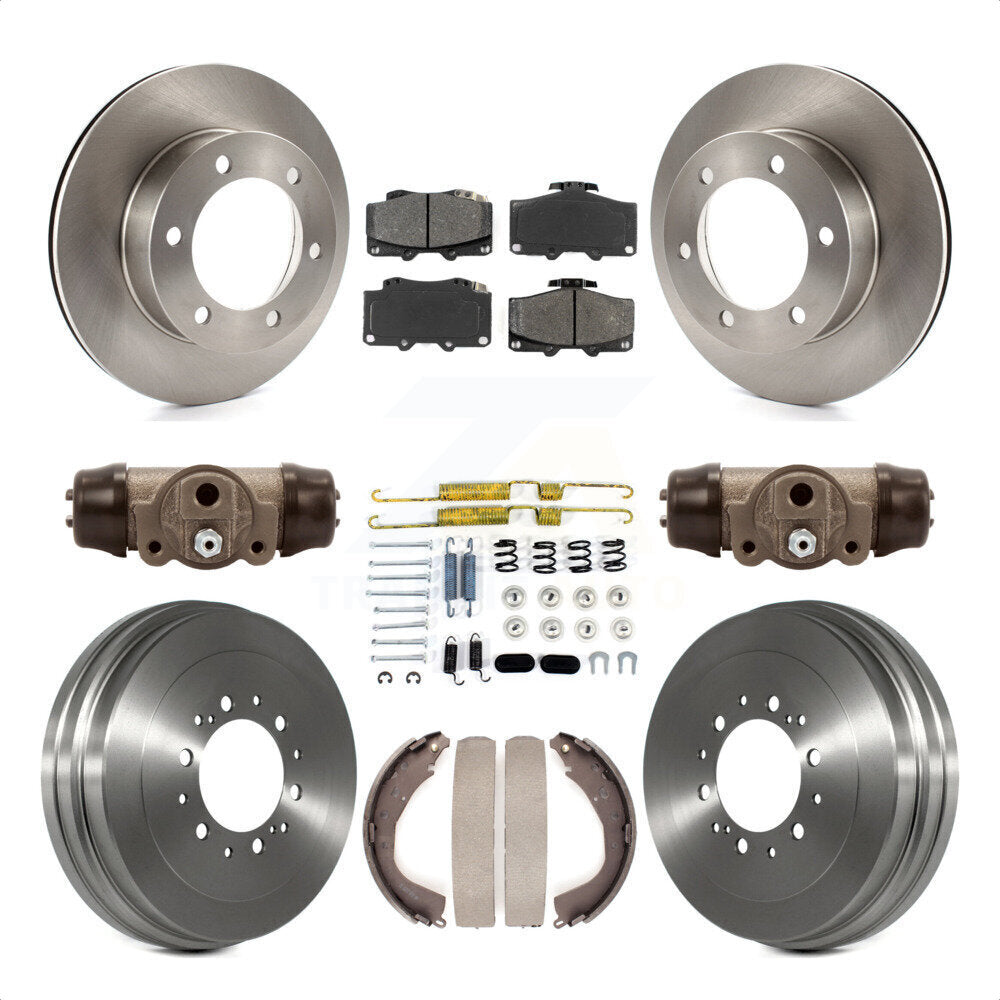 Front Rear Disc Brake Rotors Semi-Metallic Pads And Drum Kit (9Pc) For 2004 Toyota Tacoma 4WD With 6 Lug Wheels 297mm Diameter Rotor K8S-102620 by Transit Auto