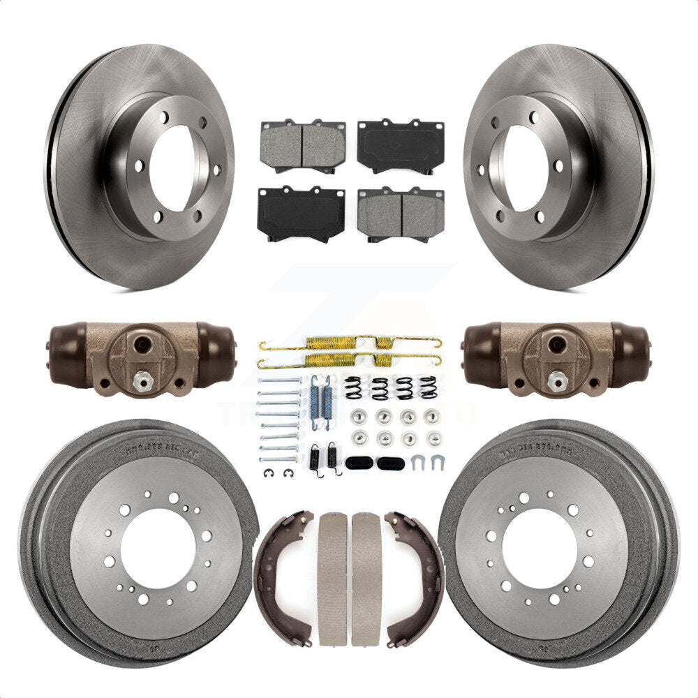 Front Rear Disc Brake Rotors Semi-Metallic Pads And Drum Kit (9Pc) For 2000-2002 Toyota Tundra 4.7" Plate Length K8S-102655 by Transit Auto