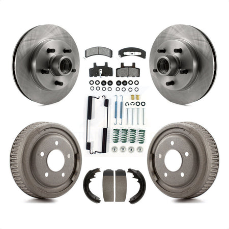 Front Rear Disc Brake Rotors Hub Assembly Semi-Metallic Pads And Drum Kit (7Pc) For 1997-1999 Chevrolet C1500 Suburban GAS engine With 10" Diameter K8S-102833 by Transit Auto