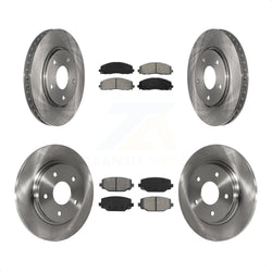 Front Rear Disc Brake Rotors And Semi-Metallic Pads Kit For 2017-2018 Dodge Grand Caravan With Single Piston Caliper K8S-103141