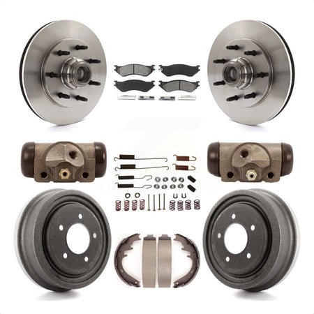 Front Rear Disc Brake Rotors Semi-Metallic Pads And Drum Kit (9Pc) For 1999 Ford F-150 RWD With 7 Lug Wheels 12mm Wheel Lugs 4 ABS K8S-103162 by Transit Auto