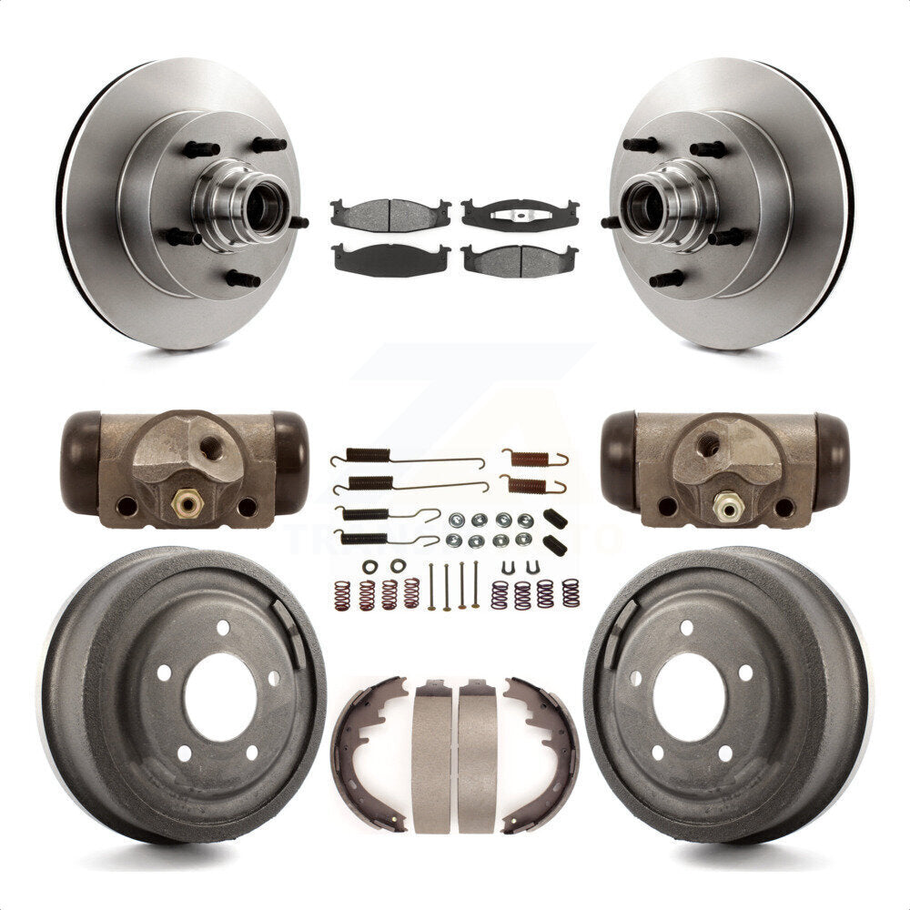 Front Rear Disc Brake Rotors Semi-Metallic Pads And Drum Kit (9Pc) For Ford E-150 Econoline Club Wagon K8S-103163 by Transit Auto