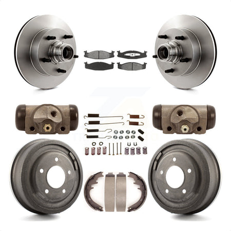 Front Rear Disc Brake Rotors Semi-Metallic Pads And Drum Kit (9Pc) For Ford E-150 Econoline Club Wagon K8S-103163 by Transit Auto