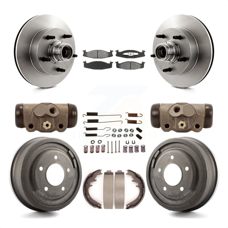 Front Rear Disc Brake Rotors Semi-Metallic Pads And Drum Kit (9Pc) For 1997-1997 Ford E-150 Econoline Club Wagon 15/16" Bore K8S-103167 by Transit Auto