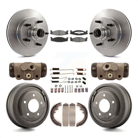 Front Rear Disc Brake Rotors Semi-Metallic Pads And Drum Kit (9Pc) For 1997 Ford E-150 Econoline 2-Wheel ABS 15 16" Bore K8S-103168 by Transit Auto