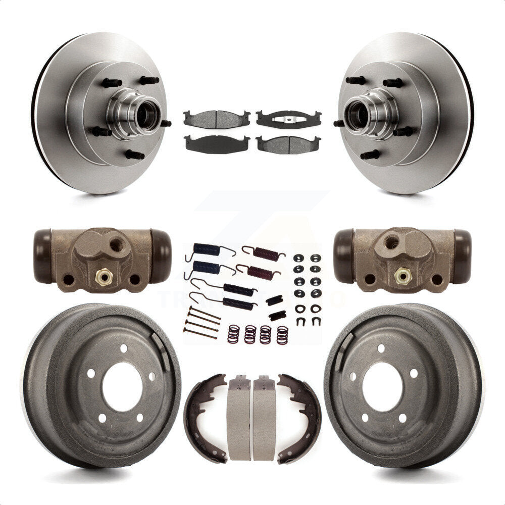 Front Rear Disc Brake Rotors Semi-Metallic Pads And Drum Kit (9Pc) For Ford E-150 Econoline Club Wagon 15/16" Bore K8S-103170 by Transit Auto