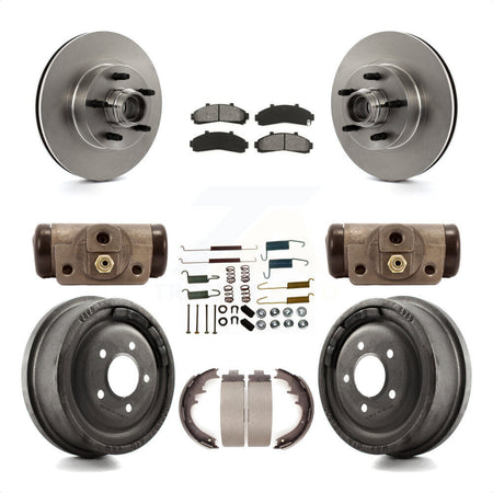 Front Rear Disc Brake Rotors Semi-Metallic Pads And Drum Kit (9Pc) For Ford Ranger With 10" Diameter K8S-103174 by Transit Auto