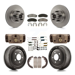 Front Rear Disc Brake Rotors Semi-Metallic Pads And Drum Kit (9Pc) For 2006-2009 Ford Ranger RWD With 10" Diameter K8S-103181