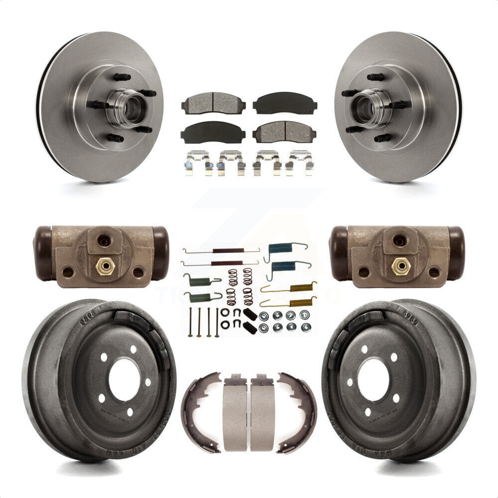 Front Rear Disc Brake Rotors Semi-Metallic Pads And Drum Kit (9Pc) For 2006-2009 Ford Ranger RWD With 10" Diameter K8S-103181 by Transit Auto