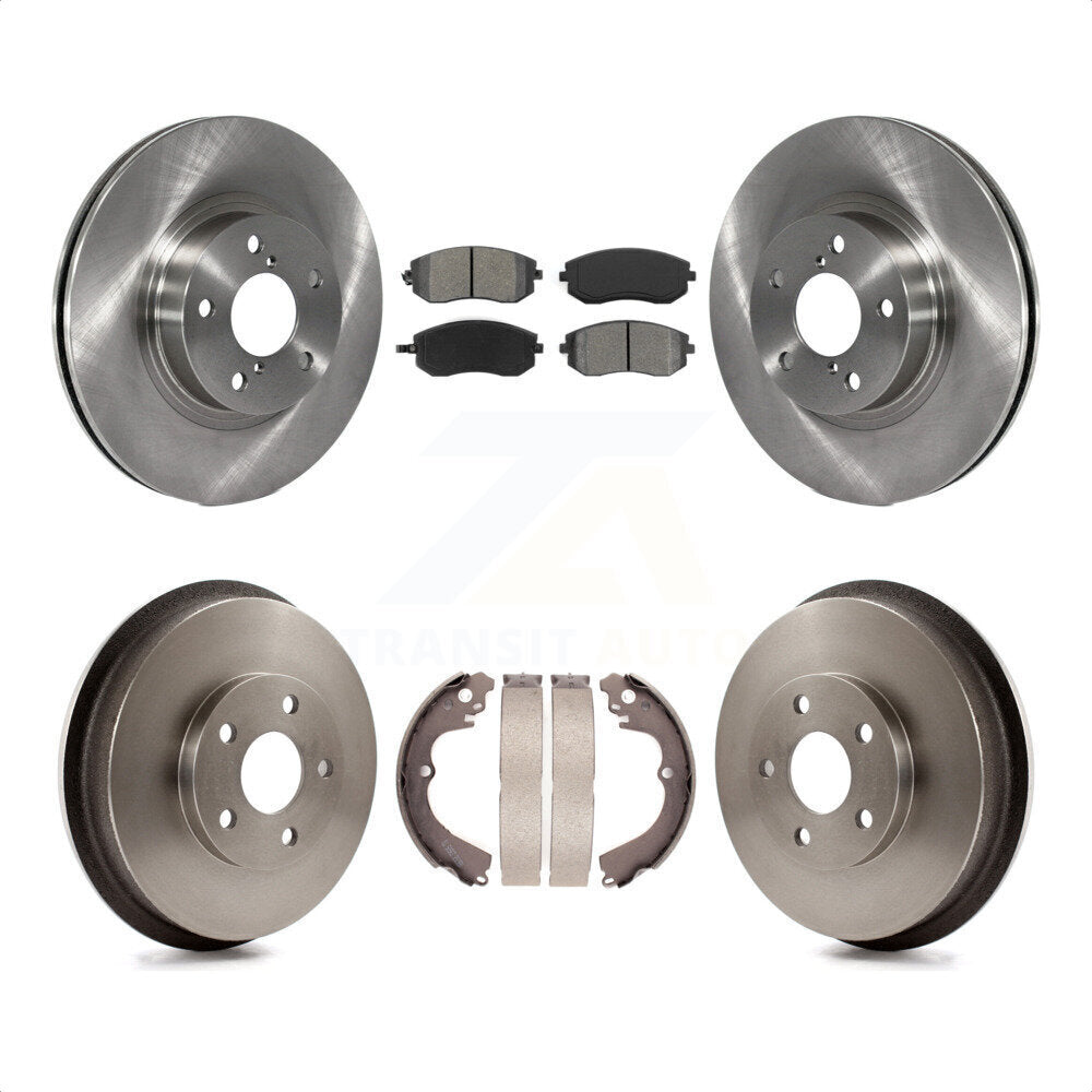 Front Rear Disc Brake Rotors Semi-Metallic Pads And Drum Kit For 2002-2004 Subaru Impreza Outback RS TS K8S-103209 by Transit Auto