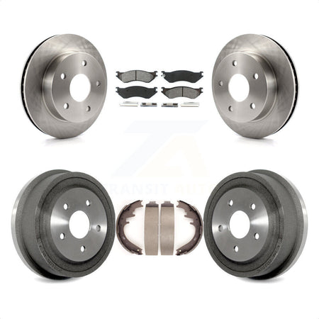 Front Rear Disc Brake Rotors Semi-Metallic Pads And Drum Kit For 2000-2001 Dodge Ram 1500 4WD K8S-103223 by Transit Auto