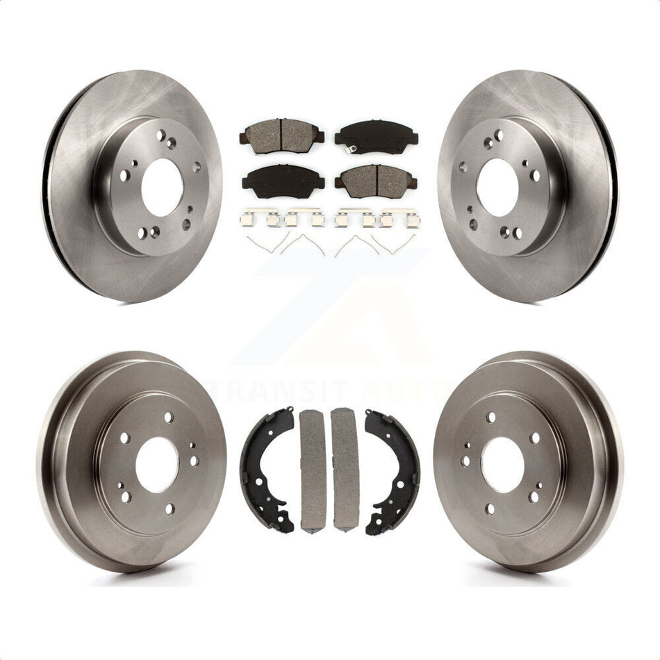 Front Rear Disc Brake Rotors Semi-Metallic Pads And Drum Kit For Honda Civic K8S-103239 by Transit Auto