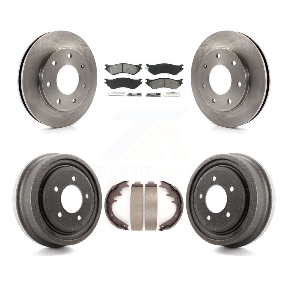 Front Rear Disc Brake Rotors Semi-Metallic Pads And Drum Kit For 1999 Ford F-150 4WD With 7 Lug Wheels K8S-103262 by Transit Auto