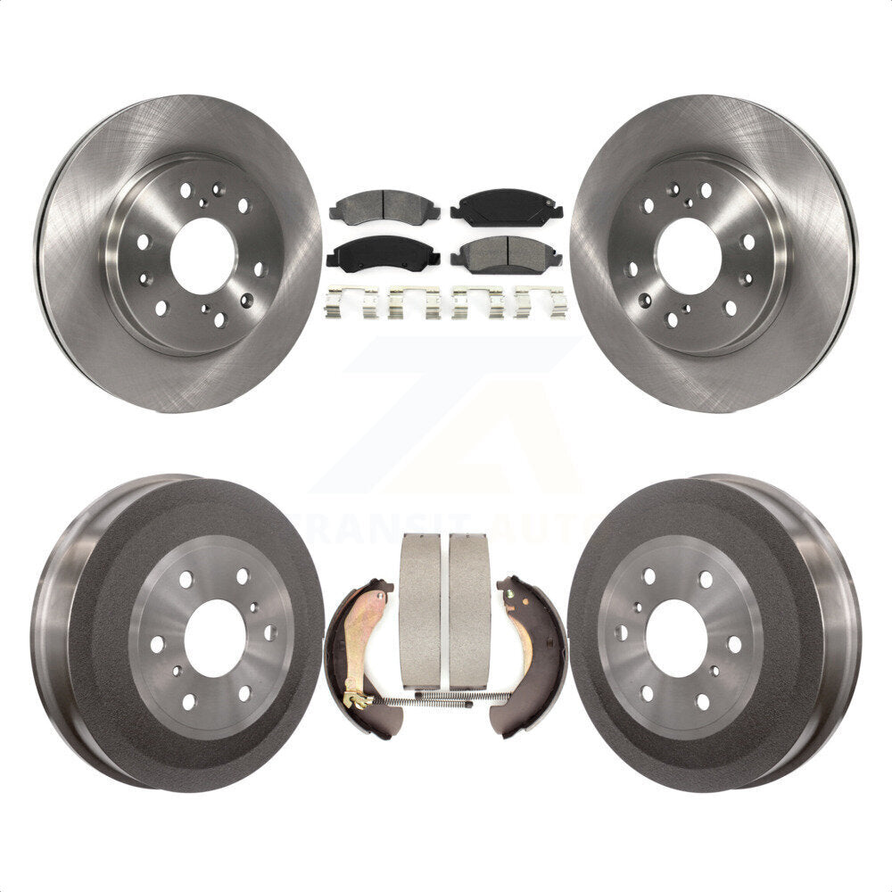 Front Rear Disc Brake Rotors Semi-Metallic Pads And Drum Kit For 2009-2009 Chevrolet Silverado 1500 GMC Sierra Except Vehicles Using Hold Down Pins K8S-103282 by Transit Auto