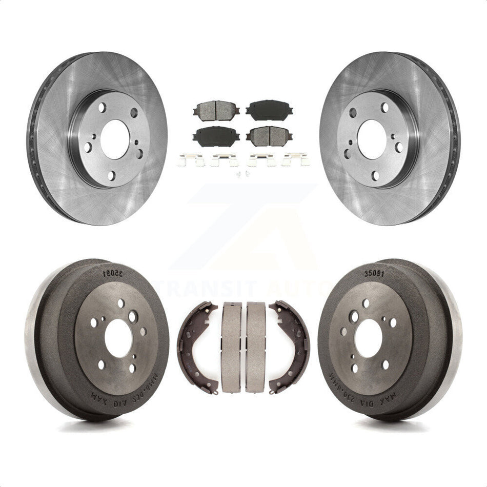 Front Rear Disc Brake Rotors Semi-Metallic Pads And Drum Kit For 2005 Toyota Camry Base LE Vehicles Manufactured In USA K8S-103332 by Transit Auto