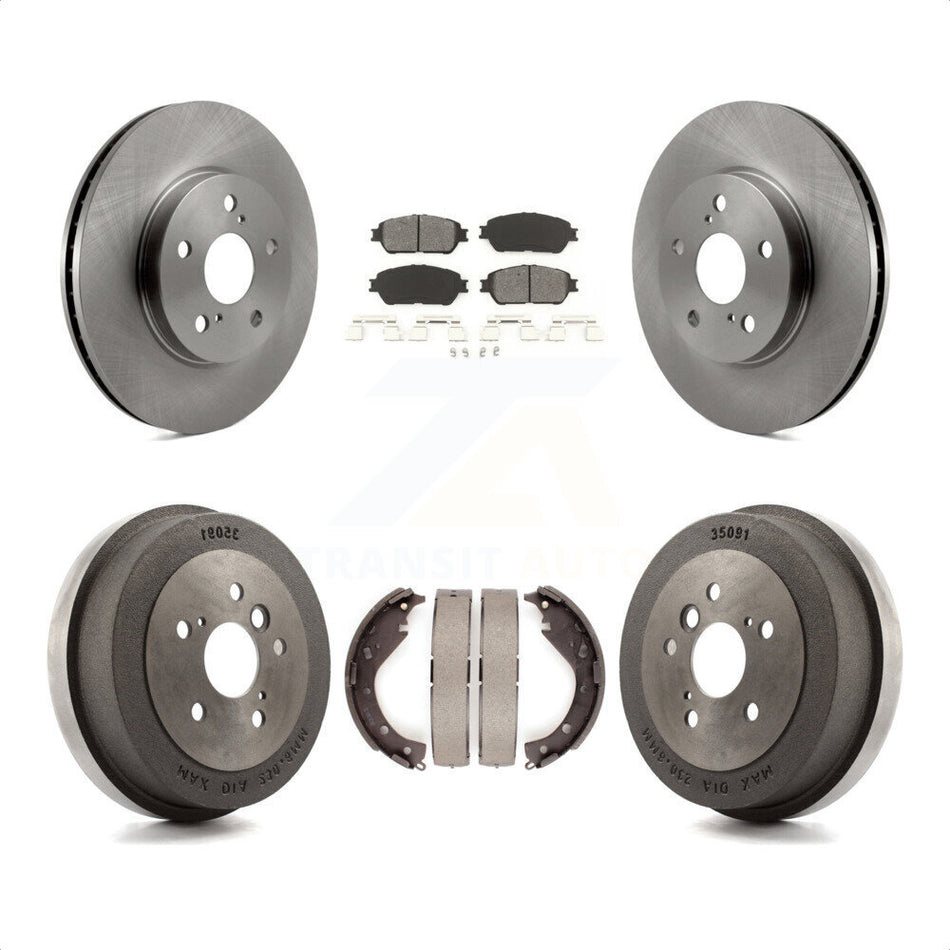 Front Rear Disc Brake Rotors Semi-Metallic Pads And Drum Kit For 2005 Toyota Camry SE XLE Vehicles Manufactured In USA K8S-103333 by Transit Auto