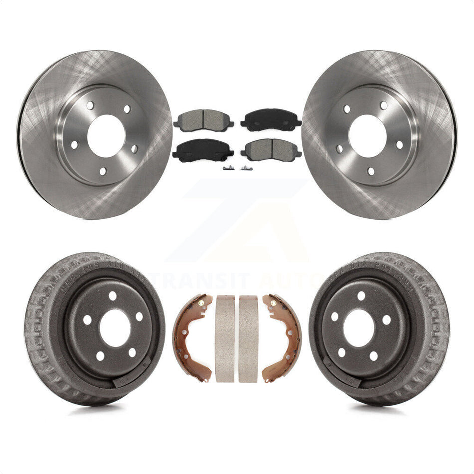 Front Rear Disc Brake Rotors Semi-Metallic Pads And Drum Kit For 2001 Dodge Stratus Coupe with rear brakes K8S-103369 by Transit Auto