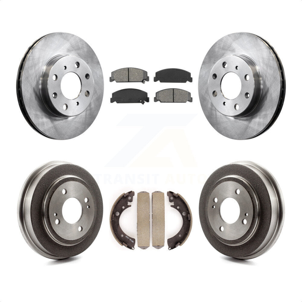 Front Rear Disc Brake Rotors Semi-Metallic Pads And Drum Kit For Honda Civic K8S-103402 by Transit Auto