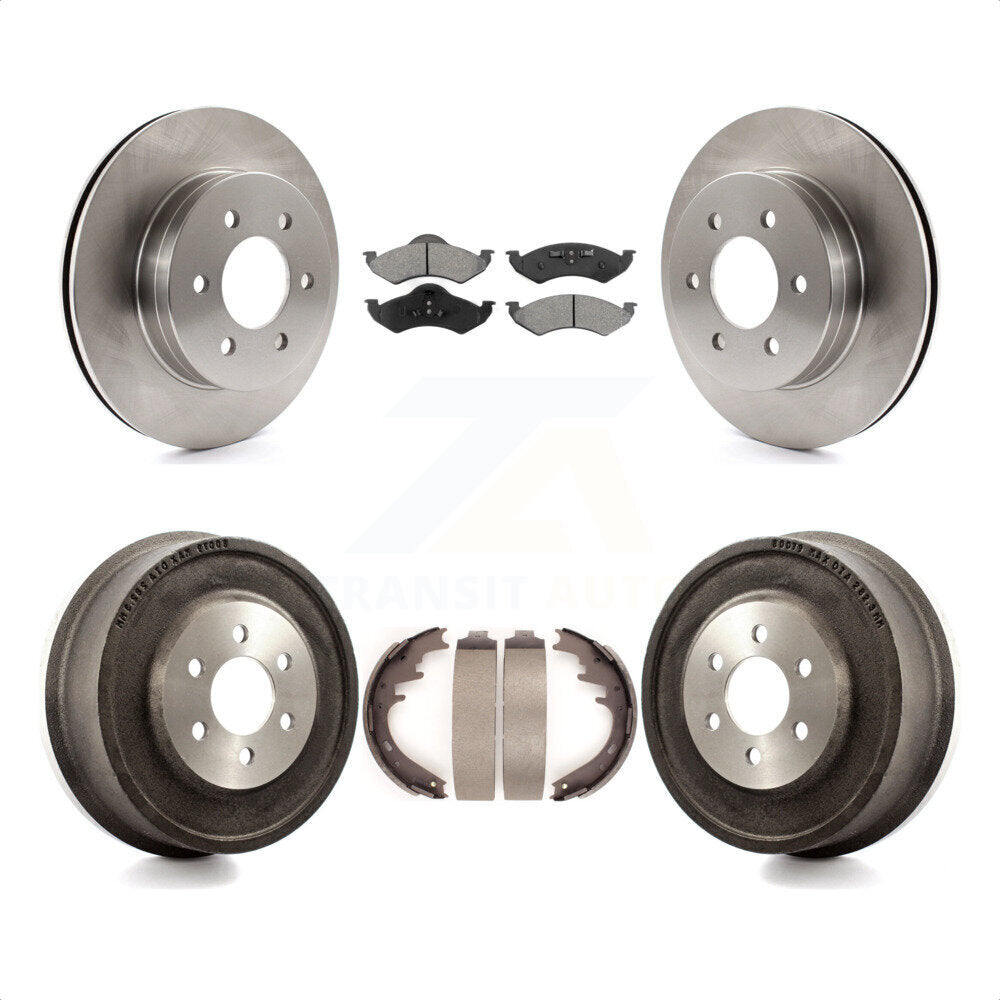 Front Rear Disc Brake Rotors Semi-Metallic Pads And Drum Kit For 2000-2002 Dodge Dakota Durango K8S-103410 by Transit Auto