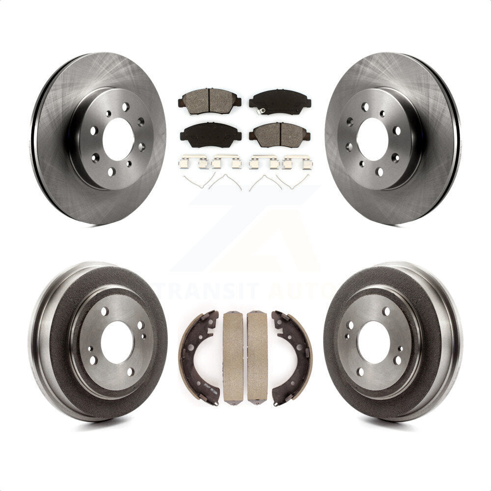 Front Rear Disc Brake Rotors Semi-Metallic Pads And Drum Kit For 2007-2008 Honda Fit K8S-103444 by Transit Auto