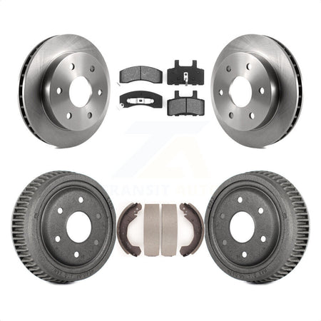 Front Rear Disc Brake Rotors Semi-Metallic Pads And Drum Kit For 1995-1997 GMC Yukon 2 doors with 4WD DIESEL engine With 10" Diameter K8S-103449 by Transit Auto