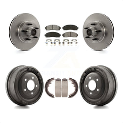 Front Rear Disc Brake Rotors Hub Assembly Semi-Metallic Pads And Drum Kit For 2006-2009 Ford Ranger RWD With 10" Diameter K8S-103476