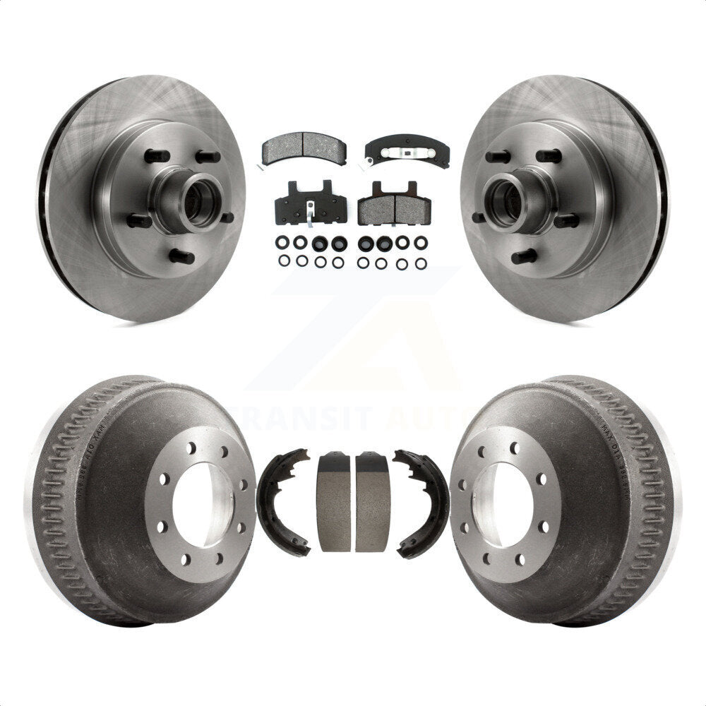 Front Rear Disc Brake Rotors Hub Assembly Semi-Metallic Pads And Drum Kit For 1998-1999 C1500 Suburban Chevrolet GMC With 13" Diameter GAS engine K8S-103480 by Transit Auto