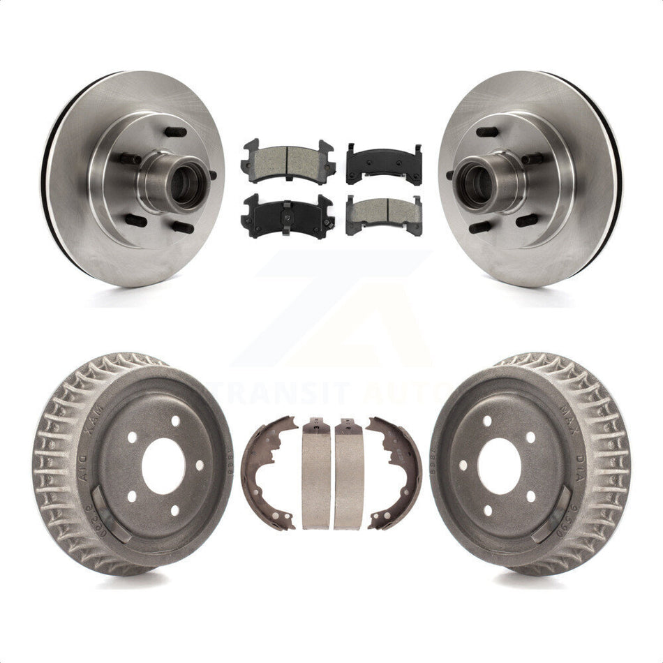 Front Rear Disc Brake Rotors Hub Assembly Semi-Metallic Pads And Drum Kit For 2003-2003 Chevrolet S10 GMC Sonoma RWD K8S-103486 by Transit Auto