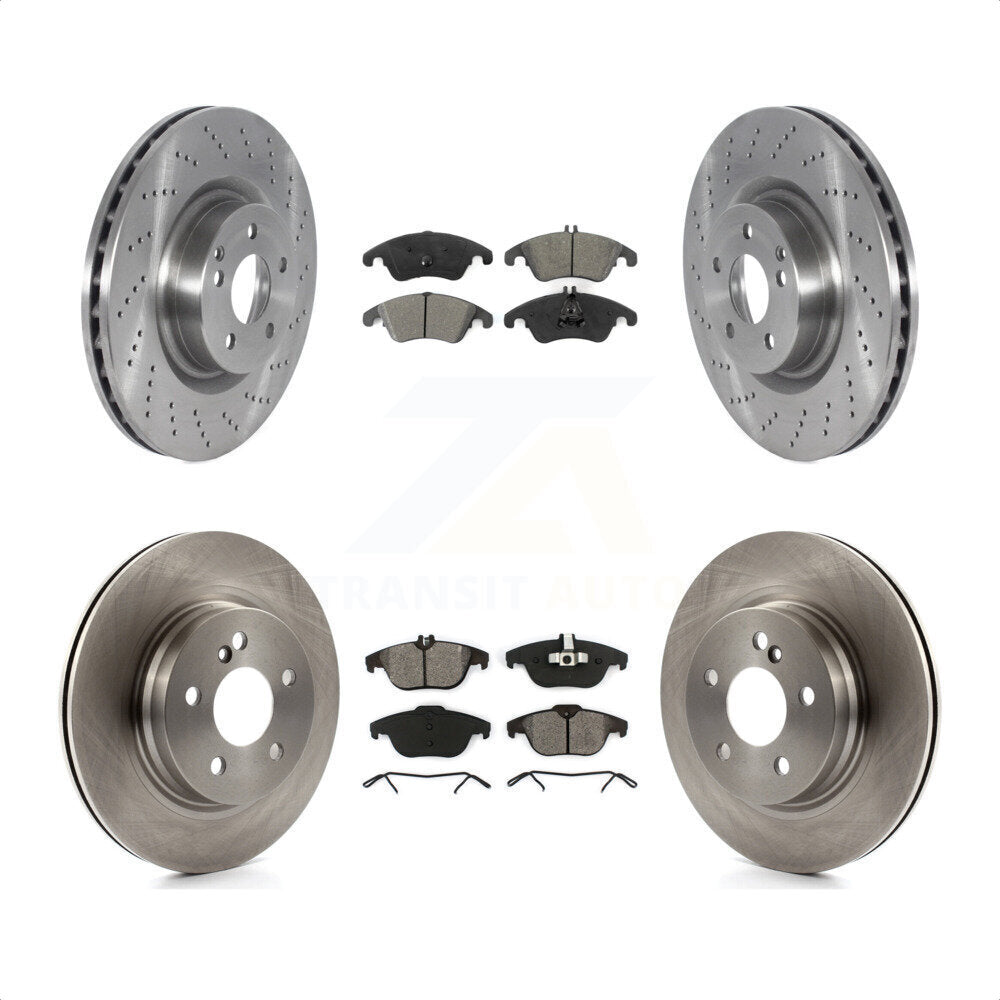 Front Rear Disc Brake Rotors And Semi-Metallic Pads Kit For 2010-2011 Mercedes-Benz E550 Coupe With 300mm Diameter Rotor K8S-103530 by Transit Auto