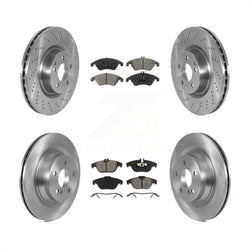 Front Rear Disc Brake Rotors And Semi-Metallic Pads Kit For 2010-2011 Mercedes-Benz E550 Coupe With 320mm Diameter Rotor K8S-103531
