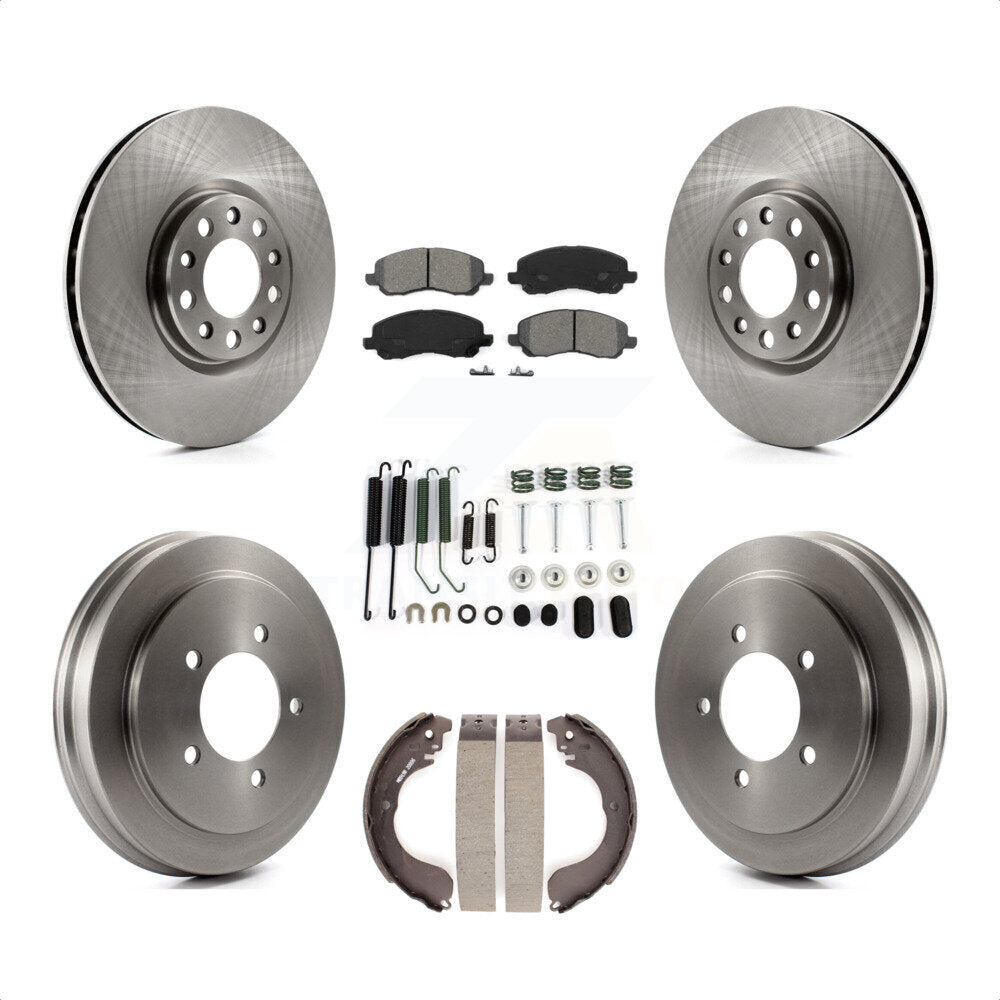 Front Rear Disc Brake Rotors Semi-Metallic Pads And Drum Kit (7Pc) For 2017 Jeep Compass rear brakes With 305mm Diameter Rotor K8S-103581 by Transit Auto