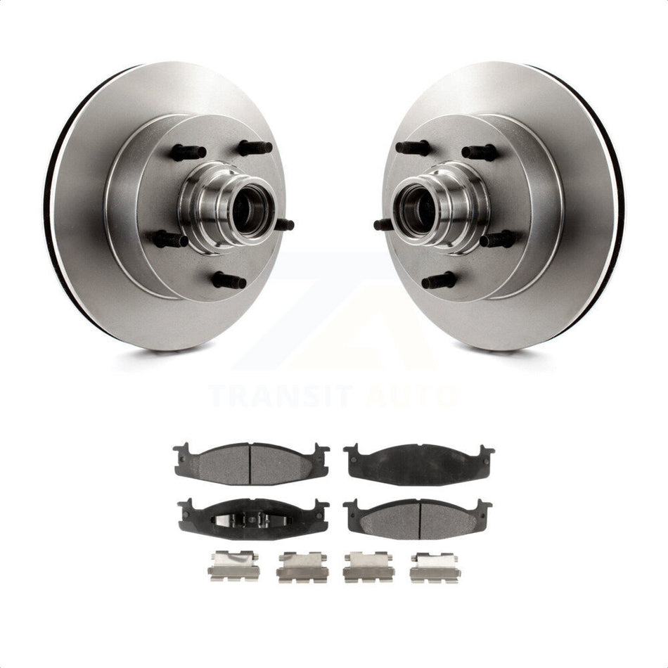 Front Disc Brake Rotors Hub Assembly And Ceramic Pads Kit For Ford E-150 Econoline Club Wagon K8T-100720 by Transit Auto