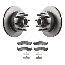 Front Disc Brake Rotors Hub Assembly And Ceramic Pads Kit For Ford E-350 Super Duty E-250 Econoline F-250 HD Club Wagon E-450 K8T-100723