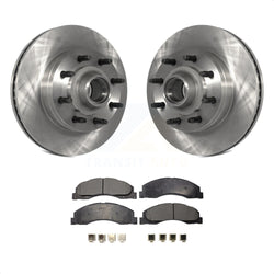 Front Disc Brake Rotors Hub Assembly And Ceramic Pads Kit For Ford E-350 Super Duty E-250 E-150 E-450 Econoline K8T-100757
