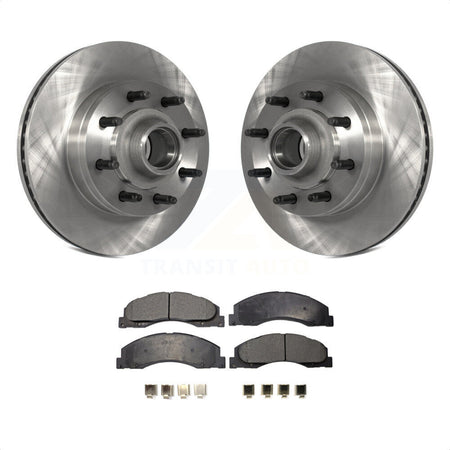 Front Disc Brake Rotors Hub Assembly And Ceramic Pads Kit For Ford E-350 Super Duty E-250 E-150 E-450 Econoline K8T-100757 by Transit Auto