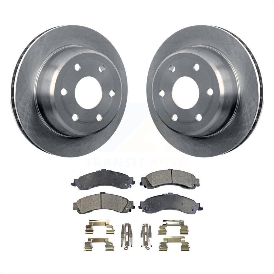 Rear Disc Brake Rotors And Ceramic Pads Kit For Chevrolet Silverado 1500 GMC Tahoe Sierra Suburban Yukon Avalanche XL Cadillac Escalade ESV EXT K8T-101635 by Transit Auto